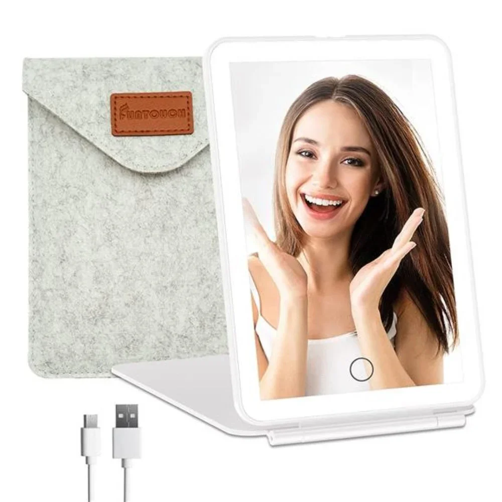 Rechargeable Travel Makeup Vanity Mirror with 72 LED Lights, Portable Lighted